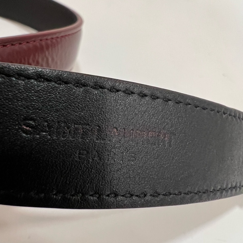 Saint Laurent Cassandre Thin Belt With Square Buckle In Shiny Leather - Picture 12 of 13